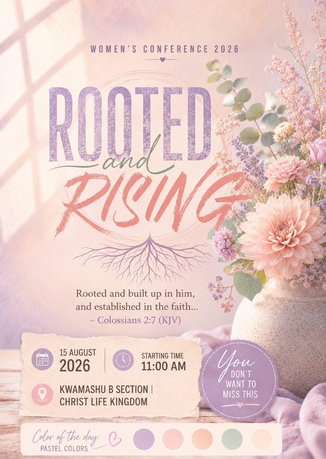 Women's Conference 2026 — Rooted and Rising flyer